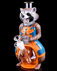 Rocket Raccoon Water Pipe 11” - Silicone/Vinyl